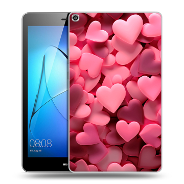 Силиконовый чехол на Huawei MediaPad T3 8 с принтом розовые сердечки