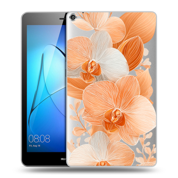 Силиконовый чехол на Huawei MediaPad T3 8 с принтом Бежевые цветы