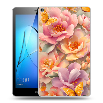 Силиконовый чехол на Huawei MediaPad T3 8 с принтом Цветы и бабочки