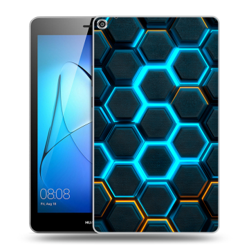 Силиконовый чехол на Huawei MediaPad T3 8 с принтом Неоновые соты