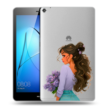 Силиконовый чехол на Huawei MediaPad T3 8 с принтом девушка цветы