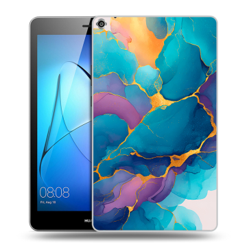 Силиконовый чехол на Huawei MediaPad T3 8 с принтом Мрамор блестки