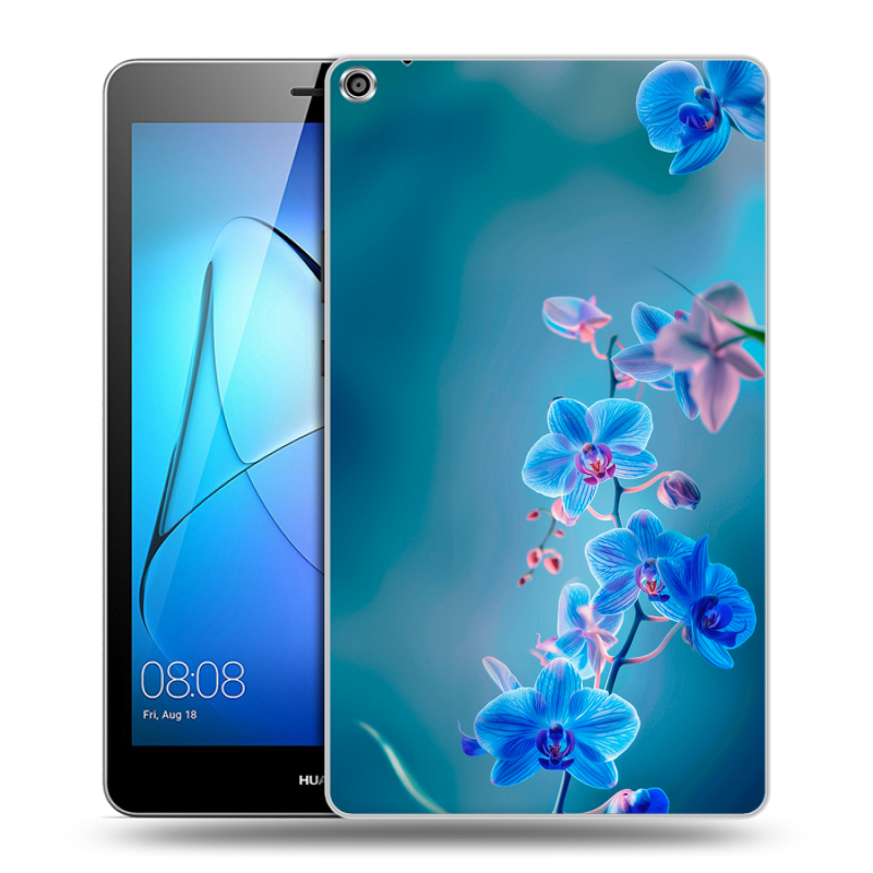 Силиконовый чехол на Huawei MediaPad T3 8 с принтом Голубые цветы Силиконовый чехол на Huawei MediaPad T3 8 с принтом Голубые цветы