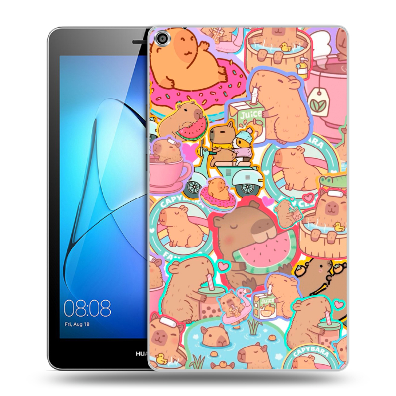 Силиконовый чехол на Huawei MediaPad T3 8 с принтом капибары Силиконовый чехол на Huawei MediaPad T3 8 с принтом капибары
