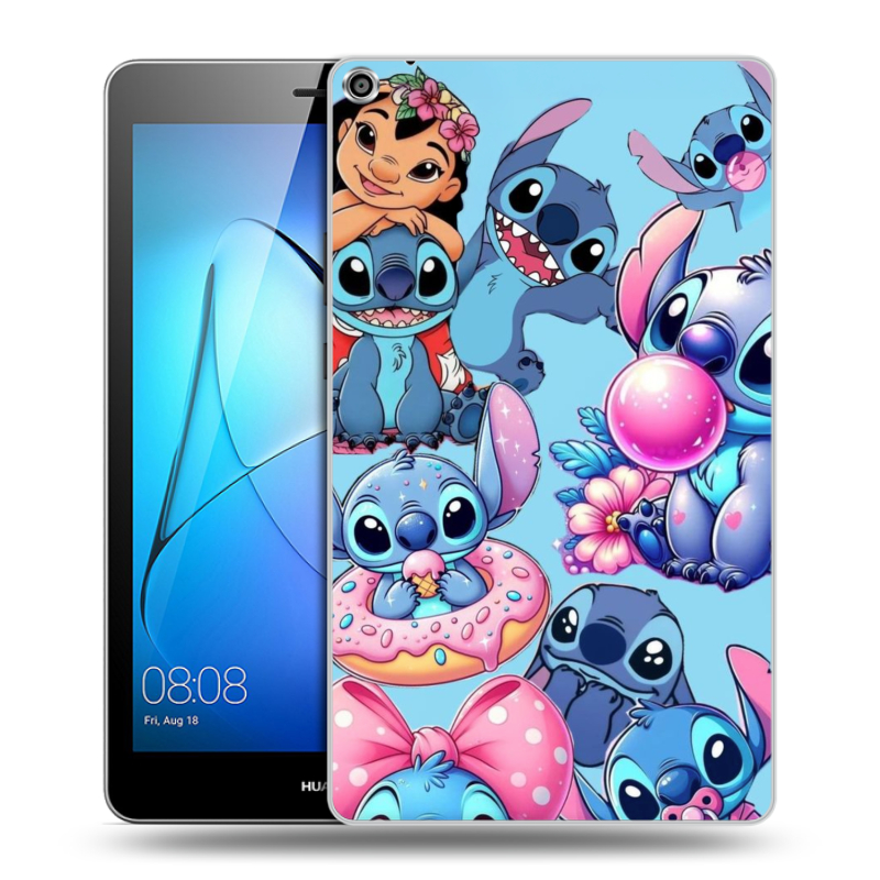 Силиконовый чехол на Huawei MediaPad T3 8 с принтом Лило и Стич Силиконовый чехол на Huawei MediaPad T3 8 с принтом Лило и Стич