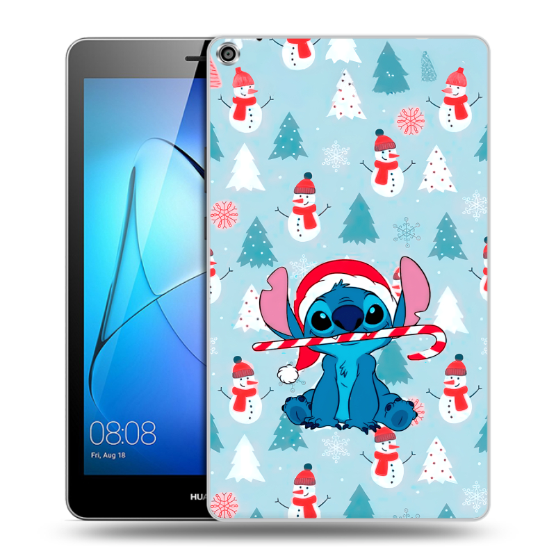 Силиконовый чехол на Huawei MediaPad T3 8 с принтом Стич Новый год Силиконовый чехол на Huawei MediaPad T3 8 с принтом Стич Новый год