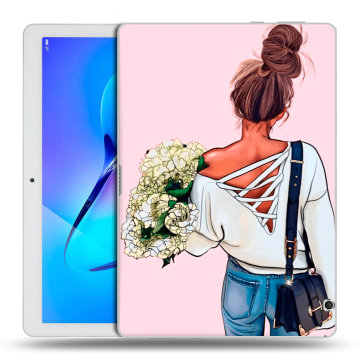 Силиконовый чехол на планшета Huawei MediaPad T3 10 с принтом Девушка и букет Силиконовый чехол на планшета Huawei MediaPad T3 10 с принтом Девушка и букет