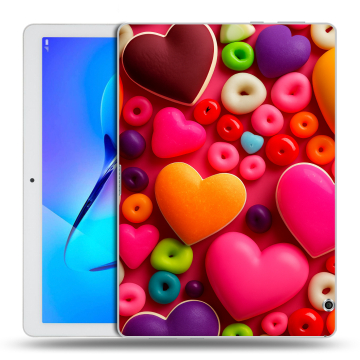 Силиконовый чехол на планшета Huawei MediaPad T3 10 с принтом Сердечки Силиконовый чехол на планшета Huawei MediaPad T3 10 с принтом Сердечки