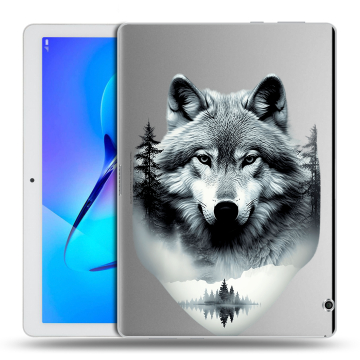 Силиконовый чехол на Huawei MediaPad T3 10 с принтом Волк в лесу Силиконовый чехол на Huawei MediaPad T3 10 с принтом Волк в лесу