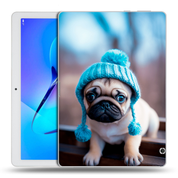 Силиконовый чехол на Huawei MediaPad T3 10 с принтом Мопс в шапке Силиконовый чехол на Huawei MediaPad T3 10 с принтом Мопс в шапке