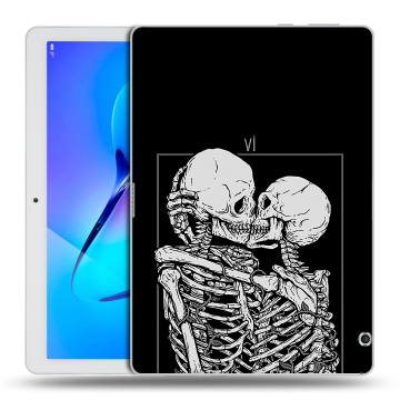 Силиконовый чехол на Huawei MediaPad T3 10 с принтом Поцелуй скелетов Силиконовый чехол на Huawei MediaPad T3 10 с принтом Поцелуй скелетов