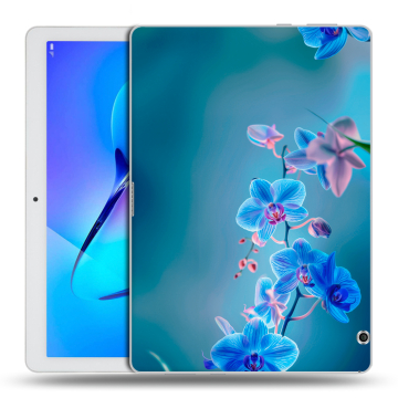 Силиконовый чехол на Huawei MediaPad T3 10 с принтом Голубые цветы Силиконовый чехол на Huawei MediaPad T3 10 с принтом Голубые цветы