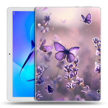 Силиконовый чехол на Huawei MediaPad T3 10 с принтом бабочки и лаванда Силиконовый чехол на Huawei MediaPad T3 10 с принтом бабочки и лаванда