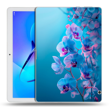 Силиконовый чехол на Huawei MediaPad T3 10 с принтом голубые орхидеи Силиконовый чехол на Huawei MediaPad T3 10 с принтом голубые орхидеи