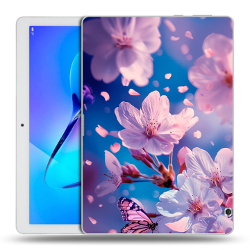 Силиконовый чехол на Huawei MediaPad T3 10 с принтом цветы бабочки Силиконовый чехол на Huawei MediaPad T3 10 с принтом цветы бабочки