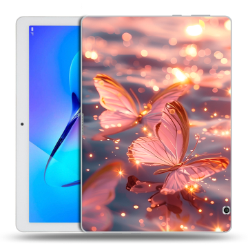 Силиконовый чехол на Huawei MediaPad T3 10 с принтом бабочки розовые Силиконовый чехол на Huawei MediaPad T3 10 с принтом бабочки розовые