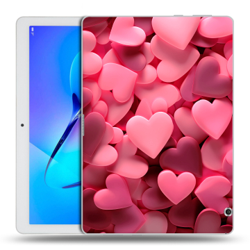 Силиконовый чехол на Huawei MediaPad T3 10 с принтом розовые сердечки Силиконовый чехол на Huawei MediaPad T3 10 с принтом розовые сердечки