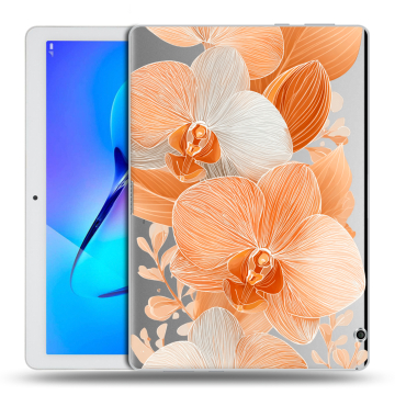 Силиконовый чехол на Huawei MediaPad T3 10 с принтом Бежевые цветы