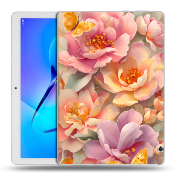 Силиконовый чехол на Huawei MediaPad T3 10 с принтом Цветы и бабочки