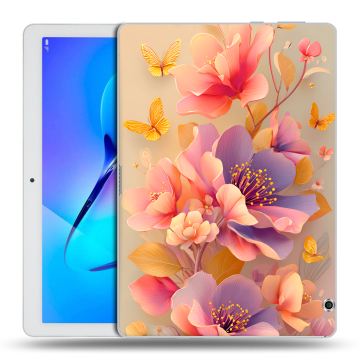 Силиконовый чехол на Huawei MediaPad T3 10 с принтом Цветы и бабочки