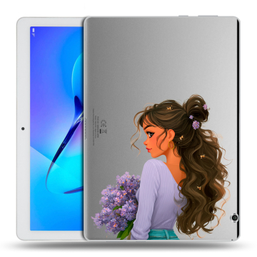 Силиконовый чехол на Huawei MediaPad T3 10 с принтом девушка цветы