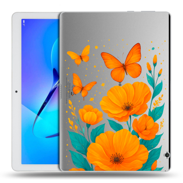 Силиконовый чехол на Huawei MediaPad T3 10 с принтом цветы бабочки