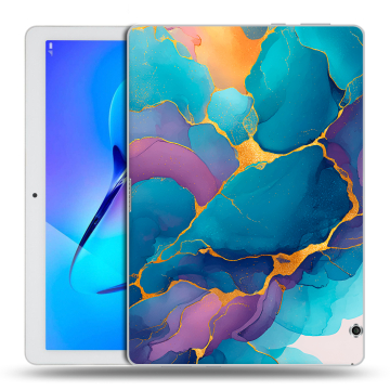 Силиконовый чехол на Huawei MediaPad T3 10 с принтом Мрамор блестки