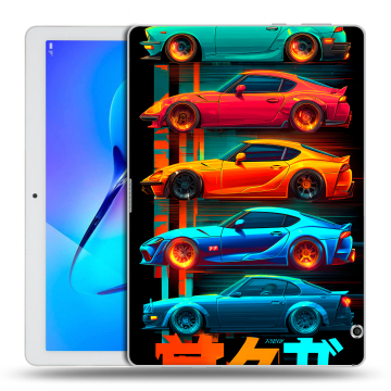 Силиконовый чехол на Huawei MediaPad T3 10 с принтом машины тачки