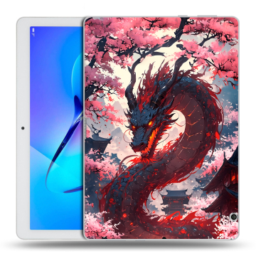 Силиконовый чехол на Huawei MediaPad T3 10 с принтом Дракон Японский Силиконовый чехол на Huawei MediaPad T3 10 с принтом Дракон Японский