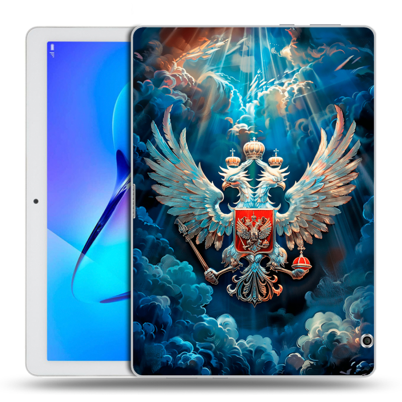 Силиконовый чехол на Huawei MediaPad T3 10 с принтом Герб флаг России Силиконовый чехол на Huawei MediaPad T3 10 с принтом Герб флаг России