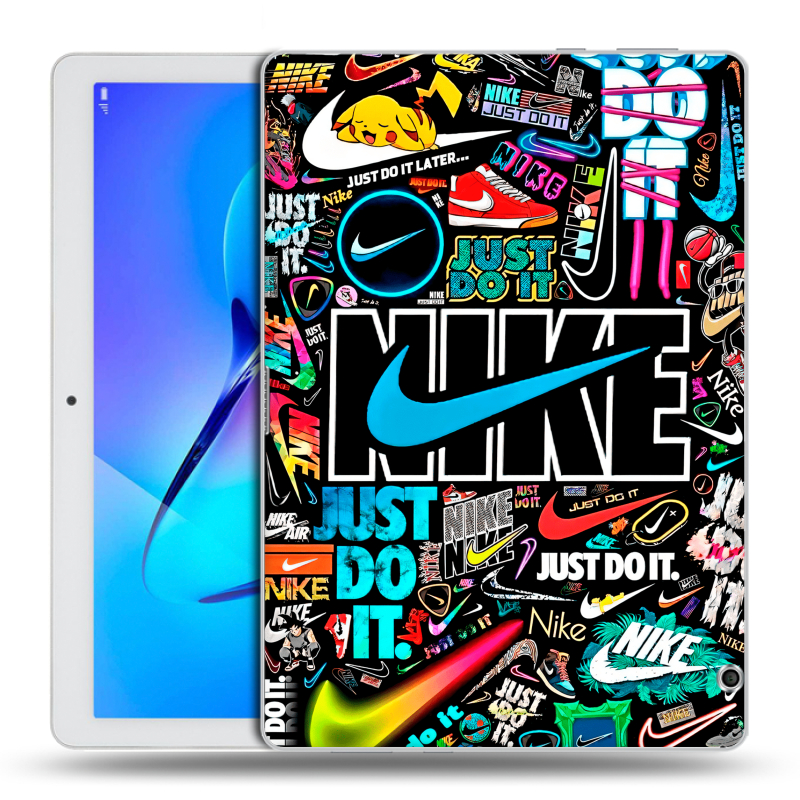 Силиконовый чехол на Huawei MediaPad T3 10 с принтом найк nike черный Силиконовый чехол на Huawei MediaPad T3 10 с принтом найк nike черный