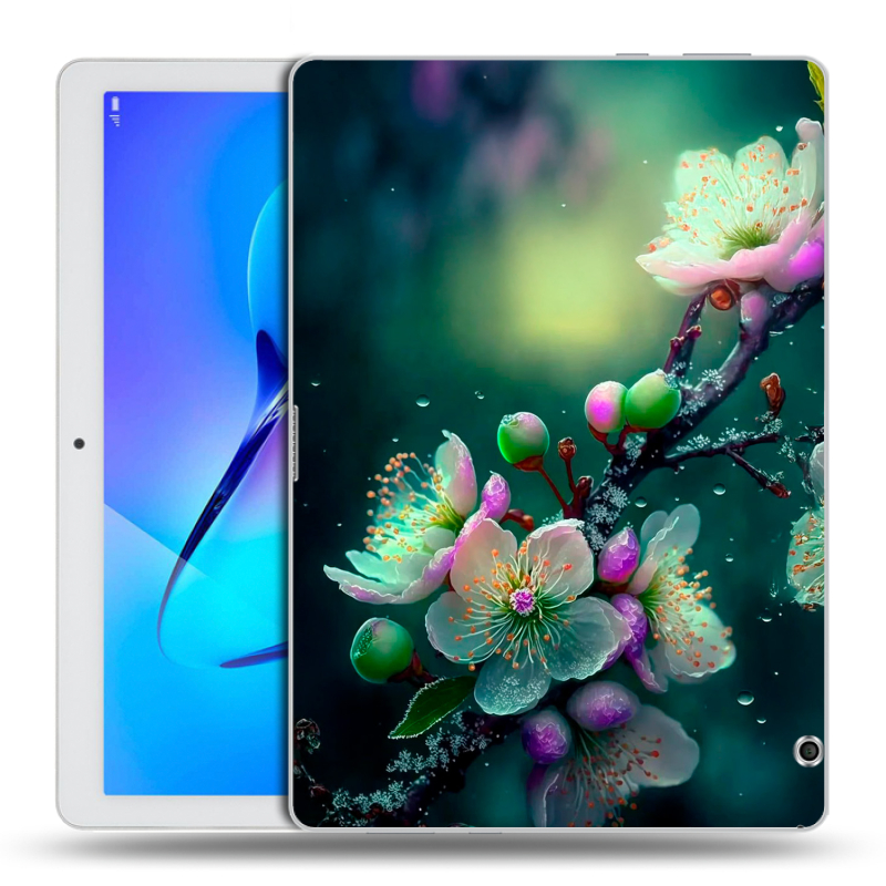 Силиконовый чехол на Huawei MediaPad T3 10 с принтом Цветы и мрамор Силиконовый чехол на Huawei MediaPad T3 10 с принтом Цветы и мрамор