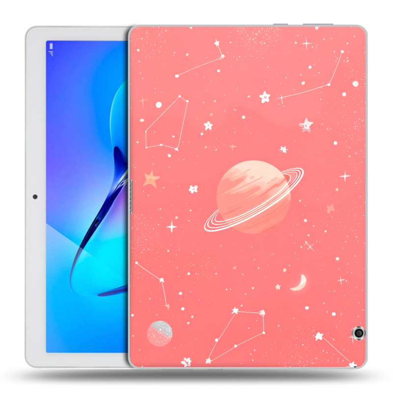 Силиконовый чехол на Huawei MediaPad T3 10 с принтом Розовый космос Силиконовый чехол на Huawei MediaPad T3 10 с принтом Розовый космос
