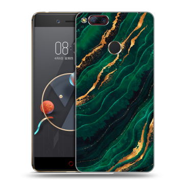 Пластиковый чехол на ZTE Nubia Z17 Mini с принтом Мрамор зеленое золото