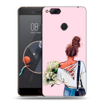Пластиковый чехол на ZTE Nubia Z17 Mini с принтом Девушка и букет
