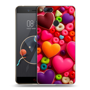 Пластиковый чехол на ZTE Nubia Z17 Mini с принтом Сердечки
