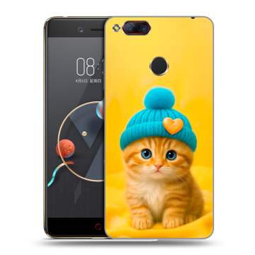 Пластиковый чехол на ZTE Nubia Z17 Mini с принтом Котенок в шапке