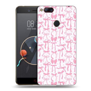 Пластиковый чехол на ZTE Nubia Z17 Mini с принтом Розовые бантики