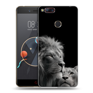 Пластиковый чехол на ZTE Nubia Z17 Mini с принтом Лев кошки