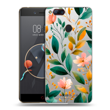 Пластиковый чехол на ZTE Nubia Z17 Mini с принтом Цветы паттерн