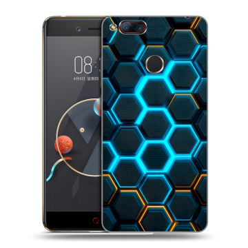 Пластиковый чехол на ZTE Nubia Z17 Mini с принтом Неоновые соты