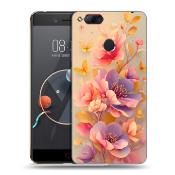 Пластиковый чехол на ZTE Nubia Z17 Mini с принтом Цветы и бабочки