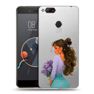 Пластиковый чехол на ZTE Nubia Z17 Mini с принтом девушка цветы