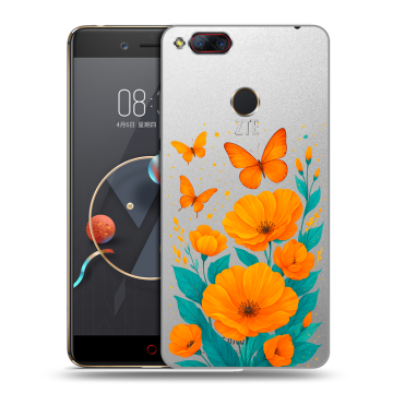 Пластиковый чехол на ZTE Nubia Z17 Mini с принтом цветы бабочки