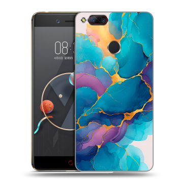 Пластиковый чехол на ZTE Nubia Z17 Mini с принтом Мрамор блестки