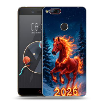 Пластиковый чехол на ZTE Nubia Z17 Mini с принтом Новый год коня