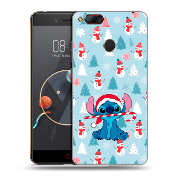 Пластиковый чехол на ZTE Nubia Z17 Mini с принтом Стич Новый год Пластиковый чехол на ZTE Nubia Z17 Mini с принтом Стич Новый год
