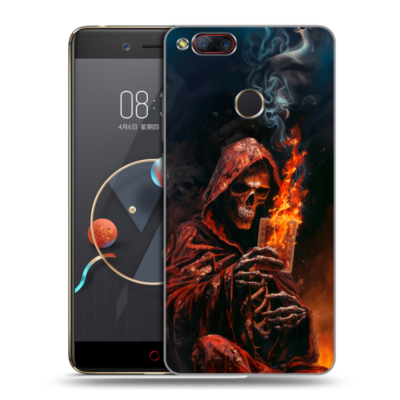 Пластиковый чехол на ZTE Nubia Z17 Mini с принтом Скелет и карты Пластиковый чехол на ZTE Nubia Z17 Mini с принтом Скелет и карты