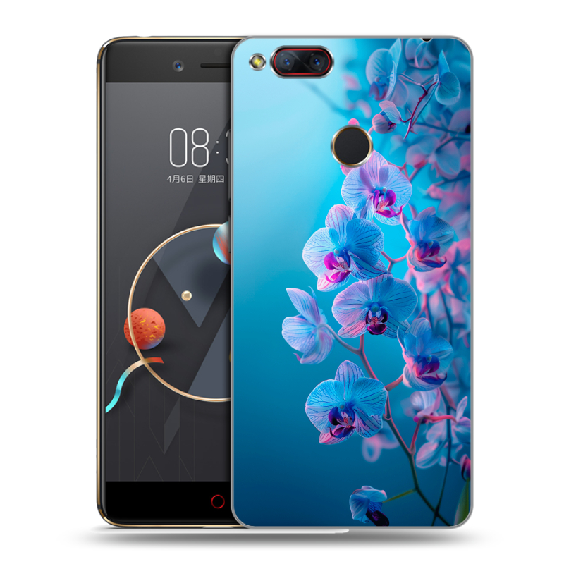 Пластиковый чехол на ZTE Nubia Z17 Mini с принтом голубые орхидеи Пластиковый чехол на ZTE Nubia Z17 Mini с принтом голубые орхидеи