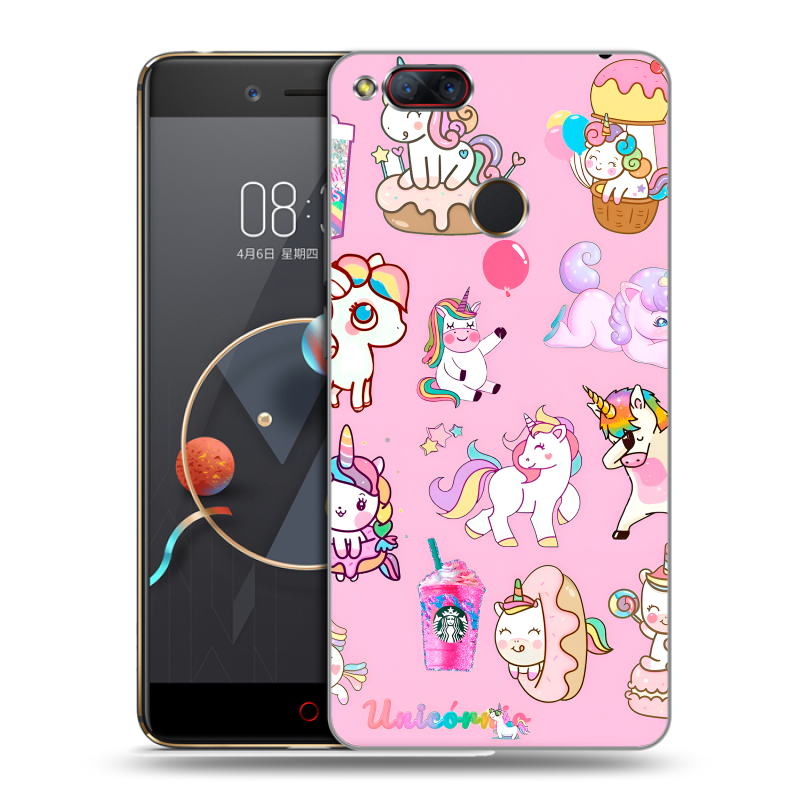 Пластиковый чехол на ZTE Nubia Z17 Mini с принтом розовые единороги Пластиковый чехол на ZTE Nubia Z17 Mini с принтом розовые единороги